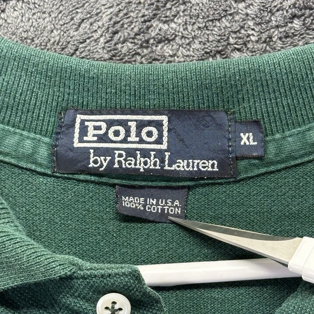 Vintage Polo Ralph Lauren Polo Shirt Mens XL USA Made Green Embroidered Pony